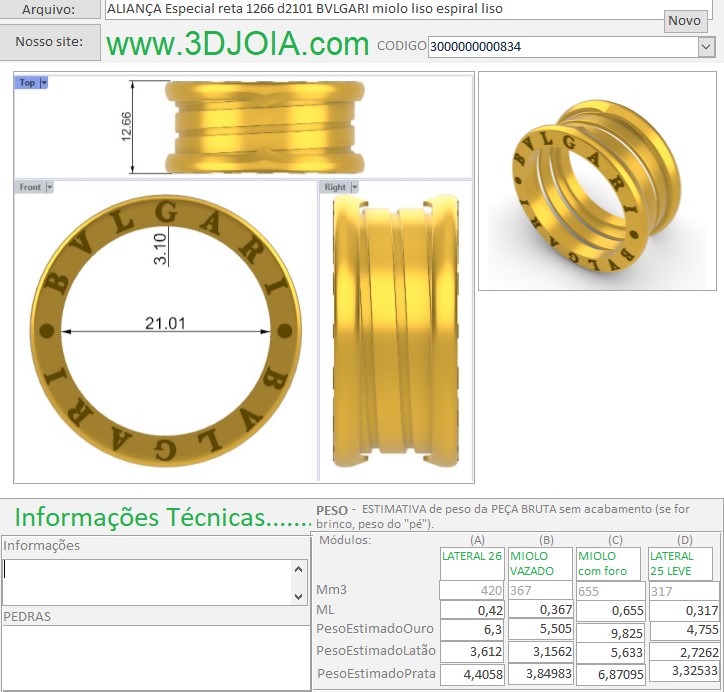 ALIANÇA Especial lateral mais leve n25 3000000000834 FICHA