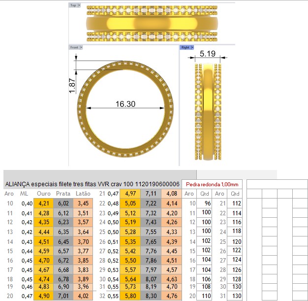 ALIANÇA especiais filete tres fitas VVR crav 100 1120190600006 FICHA