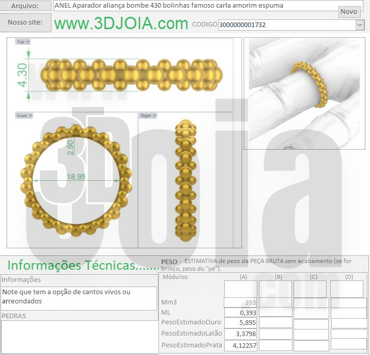 ANEL Aparador aliança bombe 430 bolinhas famoso carla amorim espuma 3000000001732 ficha azul