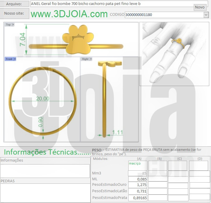 ANEL Geral fio bombe 700 bicho cachorro pata pet fino leve b 3000000001180 ficha azul