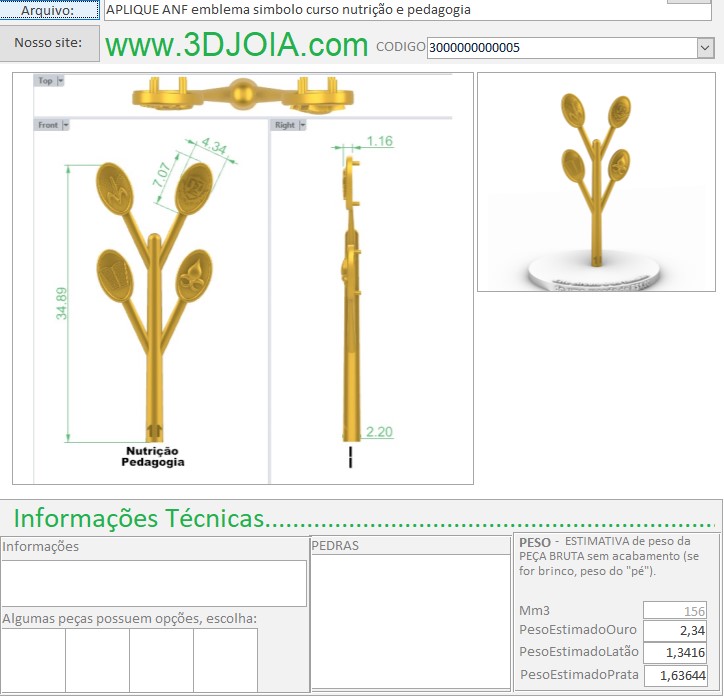 APLIQUE ANF emblema simbolo curso nutrição e pedagogia 30000000000005 FICHA