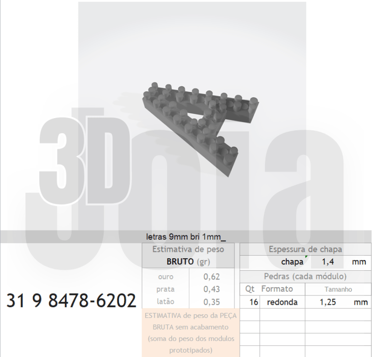 MODULO geral letras 1670000000055 VARIAÇÕES - 3D Joia