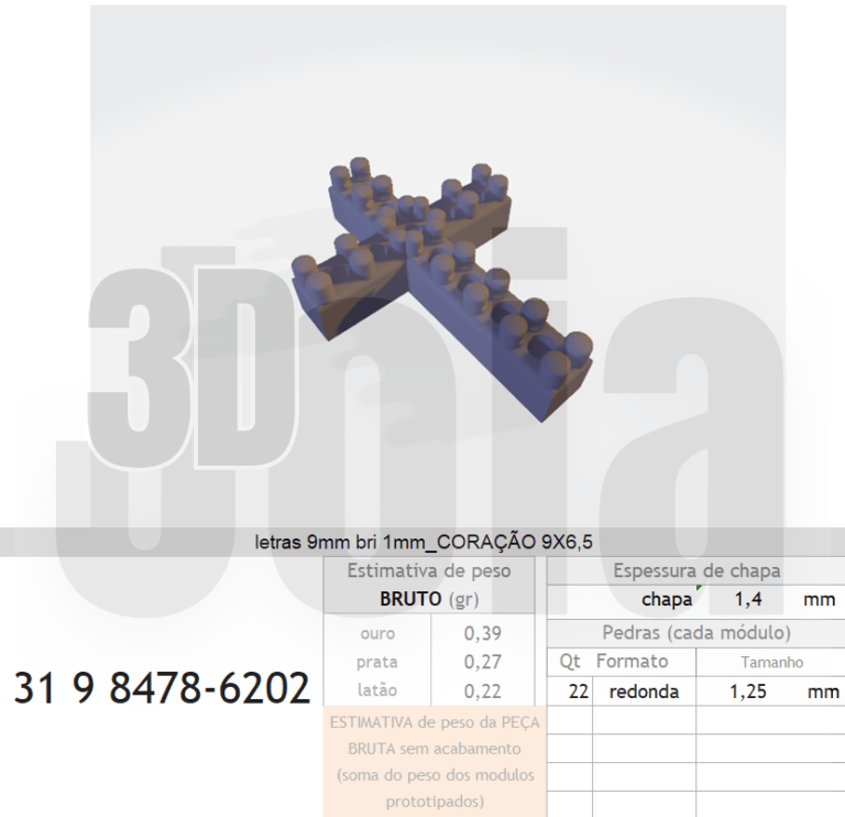 MODULO geral letras 1670000000055 VARIAÇÕES - 3D Joia