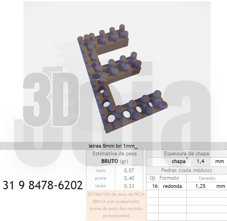 MODULO geral letras 1670000000055 VARIAÇÕES - 3D Joia