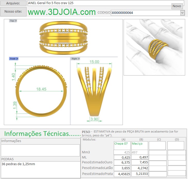 ANEL Geral fio 5 fios crav 125 300000000064 FICHA