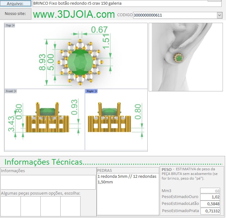 BRINCO Fixo botão redondo r5 crav 150 galeria 3000000000611 ficha lilás