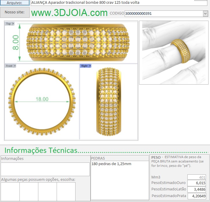 ALIANÇA Aparador tradicional bombe 800 crav 125 toda volta 3000000000391 ficha azul