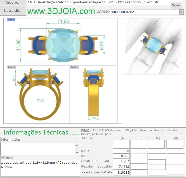ANEL Geral degrau reto 1190 quadrado antique 11,9x11,9 12x12 redondo 6,9 robusto 3000000001802 ficha azul