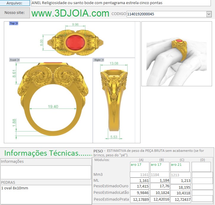 ANEL Religiosidade ou santo bode com pentagrama estrela cinco pontas 1140192000045 FICHA