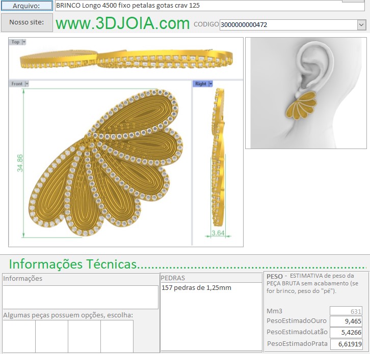 BRINCO Longo 4500 fixo petalas gotas crav 125 3000000000472 ficha