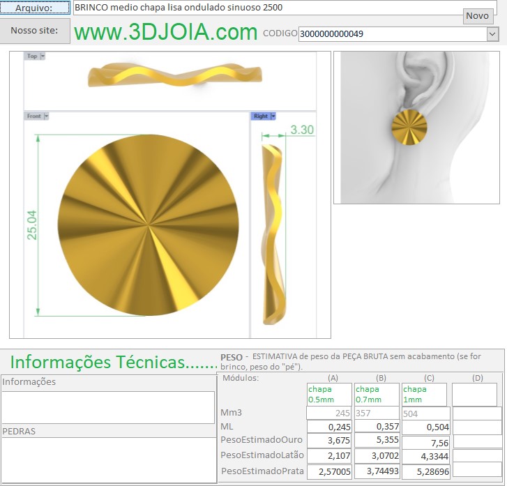 BRINCO medio chapa lisa ondulado sinuoso 2500 3000000000049 FICHA