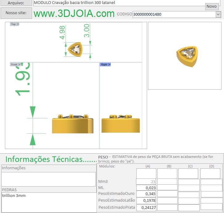MODULO Cravação bacia trillion 300 latanel 3000000001480 ficha vermelho