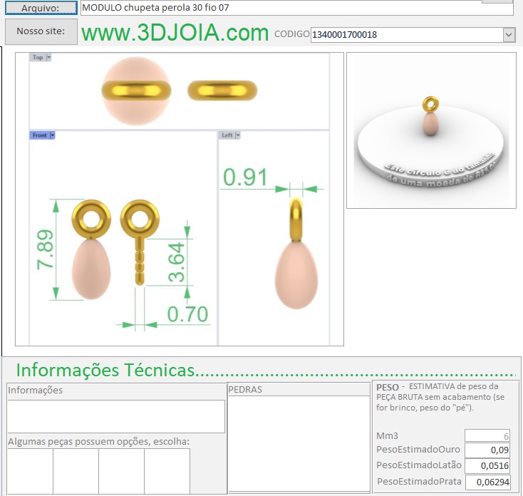 MODULO chupeta perola 30 fio 07 1340001700018 FICHA