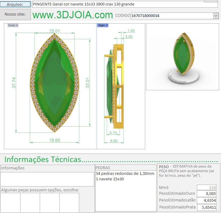 PINGENTE Geral cor navete 15x33 3800 crav 130 grande 1670718000034 FICHA
