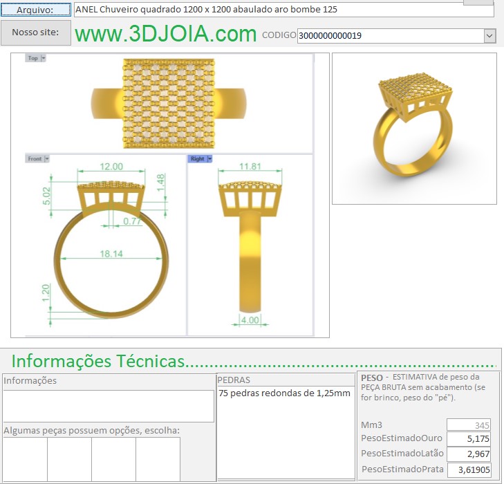 ANEL Chuveiro bombe quadrado 1200 x 1200 abaulado pave crav 125 3000000000019 ficha azul