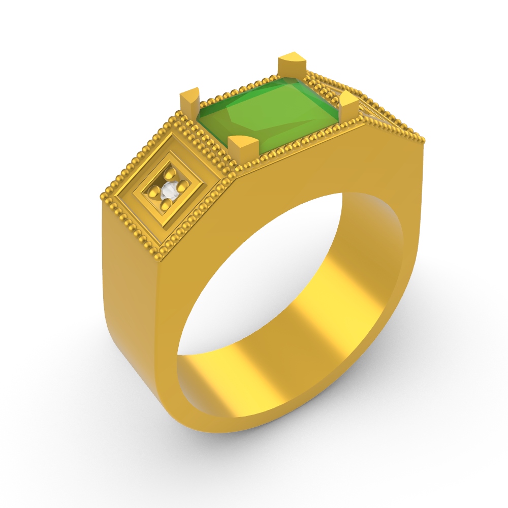 ANEL Formatura semisynete masculino pedra esmeralda 6x8 reto crav 150 3000000000032 (3)