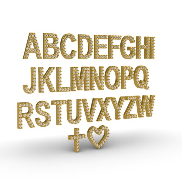 Alfabeto letras 11,00mm GRADE + BRINDES (Coraçao + Cruz)